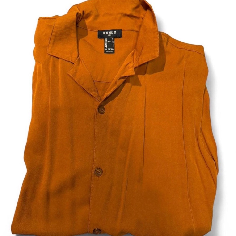 Forever 21 Vibrant Orange Collared Shirt